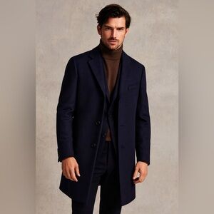 Hugo Boss Dark Blue Wool Cashmere Men's Coat Overcoat Jacket Slim Fit M 38R